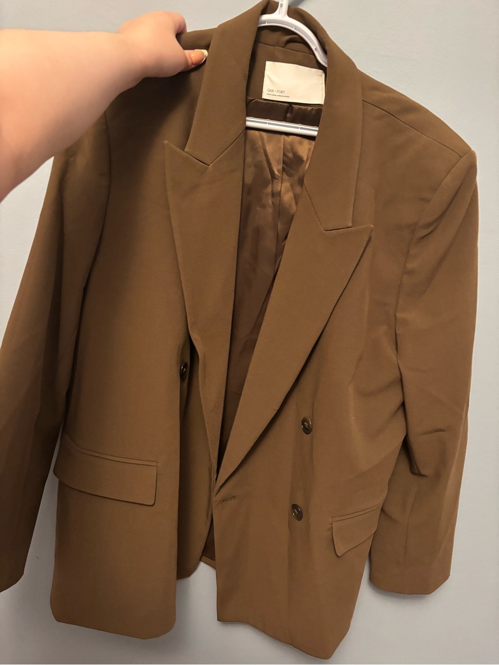 OAK + FORT Brown Double-Breasted Women's Blazer